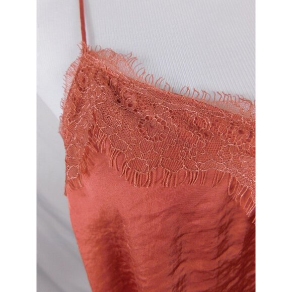 Nine West Camisole Top Womens Large Rust Satin Lace Trim Silky Adjustable Straps - Picture 3 of 12